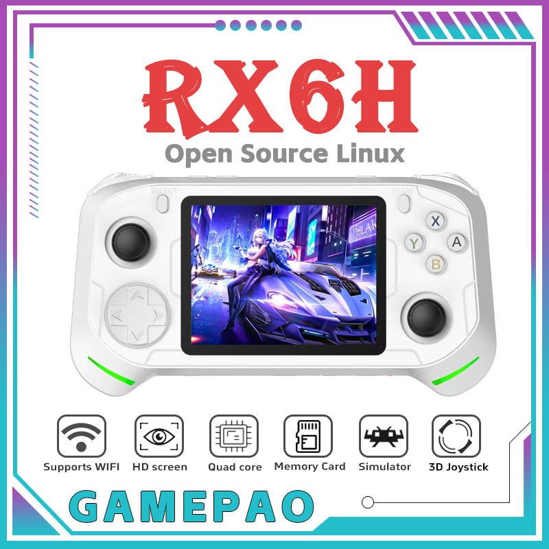 Retro Gaming Linux - オープンソースRX6HレトロハンドヘルドビデオゲームコンソールLinuxシステム3.5インチIPSスクリーンポータブルポケットビデオプレーヤー64GBゲーム