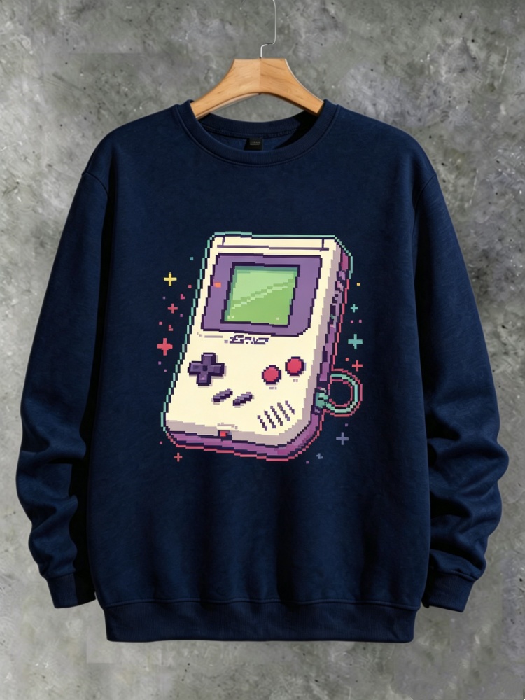 Retro Gaming Shops - メンズ レトロゲームコンソール スウェットシャツ 8ビットピクセルアート ゲーミングプリント ルーズフィット