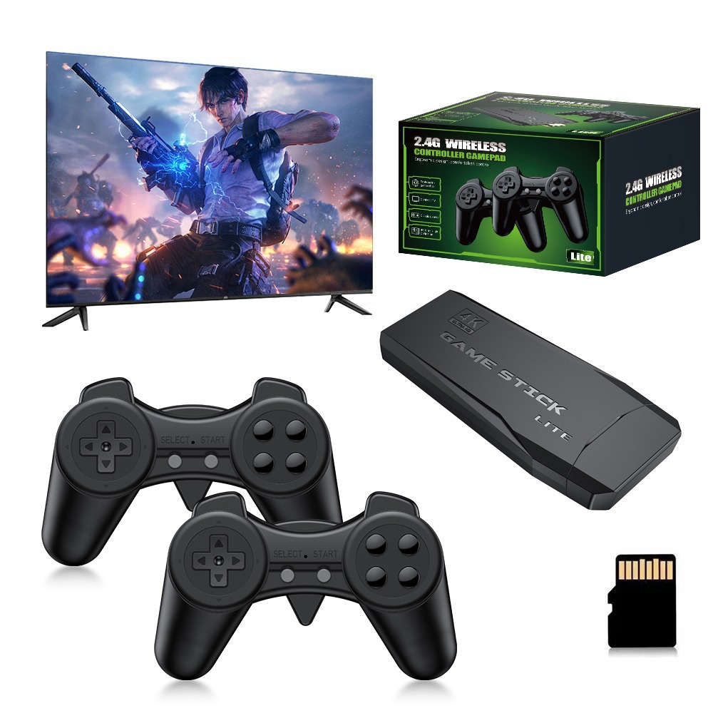 Retro Gaming Mister - ポータブル4Kレトロゲームスティックコンソール、ワイヤレスコントローラー2個、2人対戦、プラグアンドプレイ、テレビ、コンピューター、ラップトップ対応、HDMI出力
