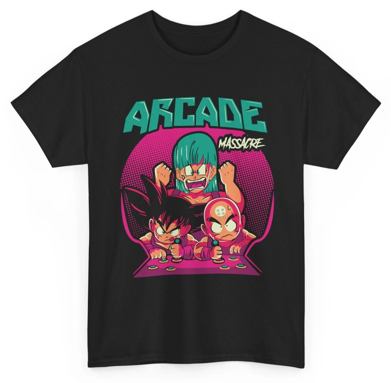 Retro Gaming Shops - 夏のホットセール、悟空&クリリンアーケードTシャツレトロゲームファンTシャツアニメTシャツメンズラウンドネック半袖Tシャツ