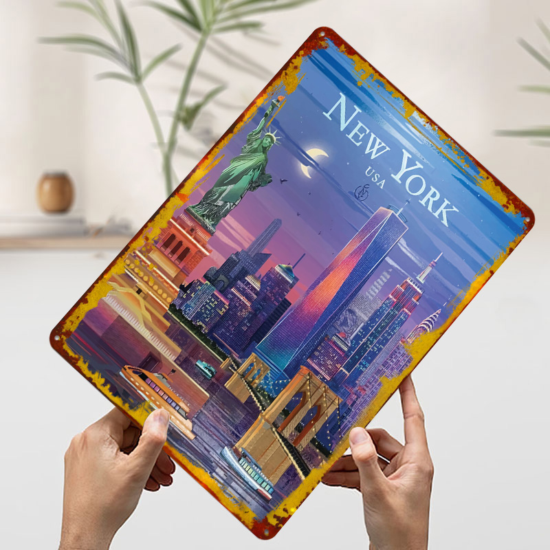 ニューヨークシティスカイラインブリキポスターカスタマイズされ - Retro Gaming York のレビューと価格