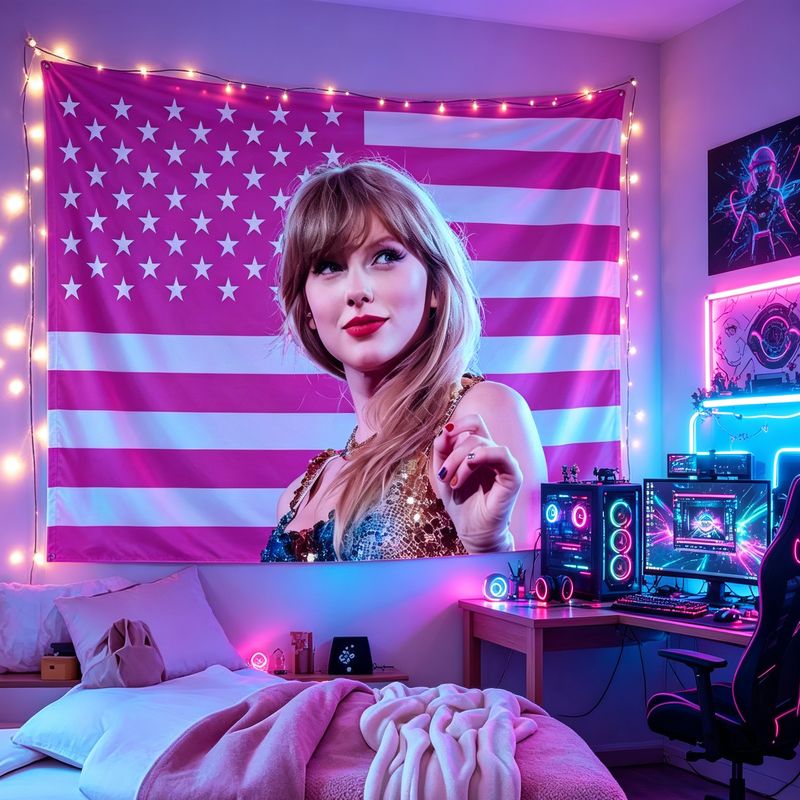 VIKAMA アメリカ国旗女性歌手プリントタペストリー、レト - Retro Gaming Room のレビューと価格