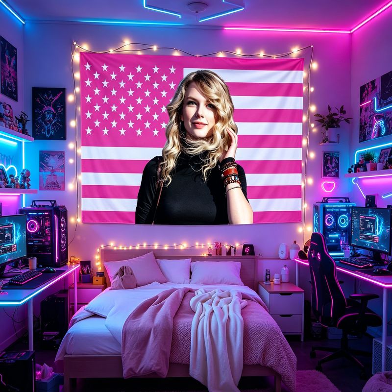 VIKAMA アメリカ国旗女性歌手プリントタペストリー、レト - Retro Gaming Room のレビューと価格
